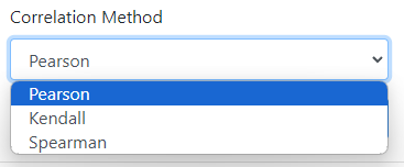 Seletor metodo correlações